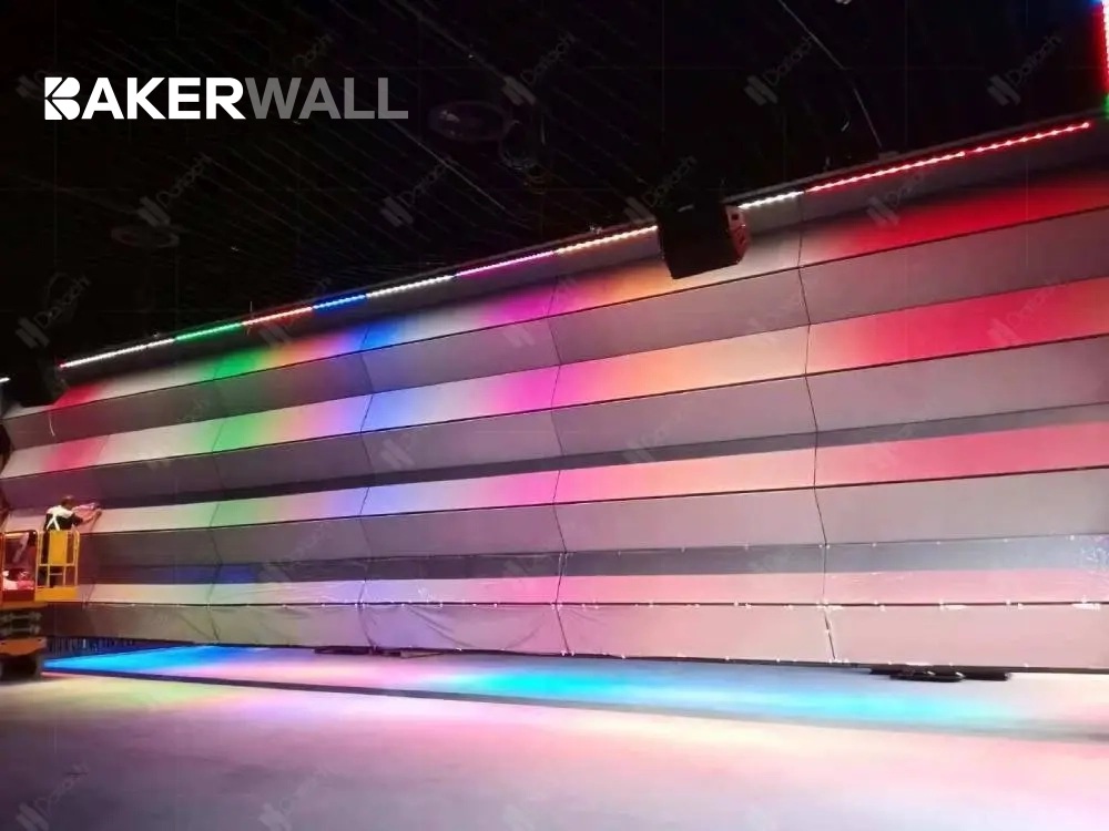 Automated vertical folding partition wall