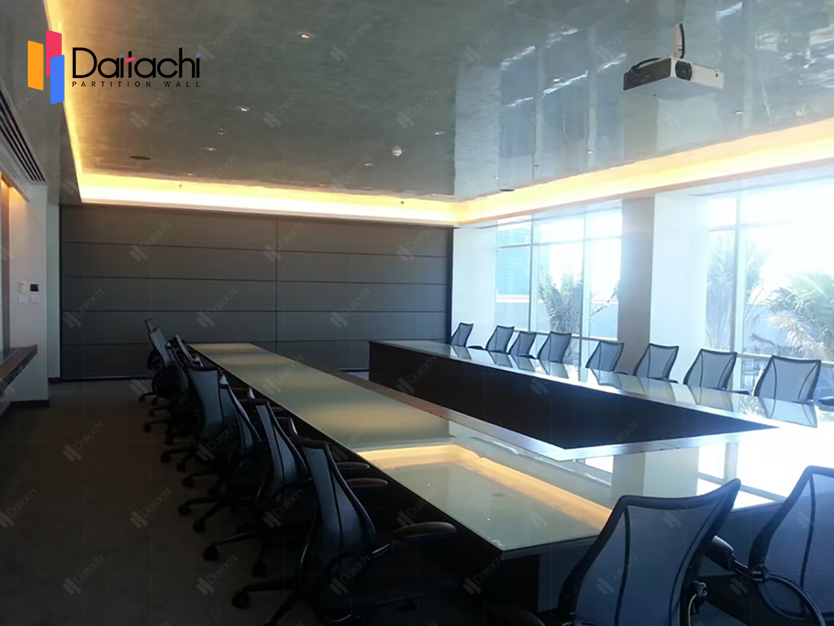 black vertically folding partitions in Renaissance Hotel meeting room black vertically folding partitions in Renaissance Hotel meeting room