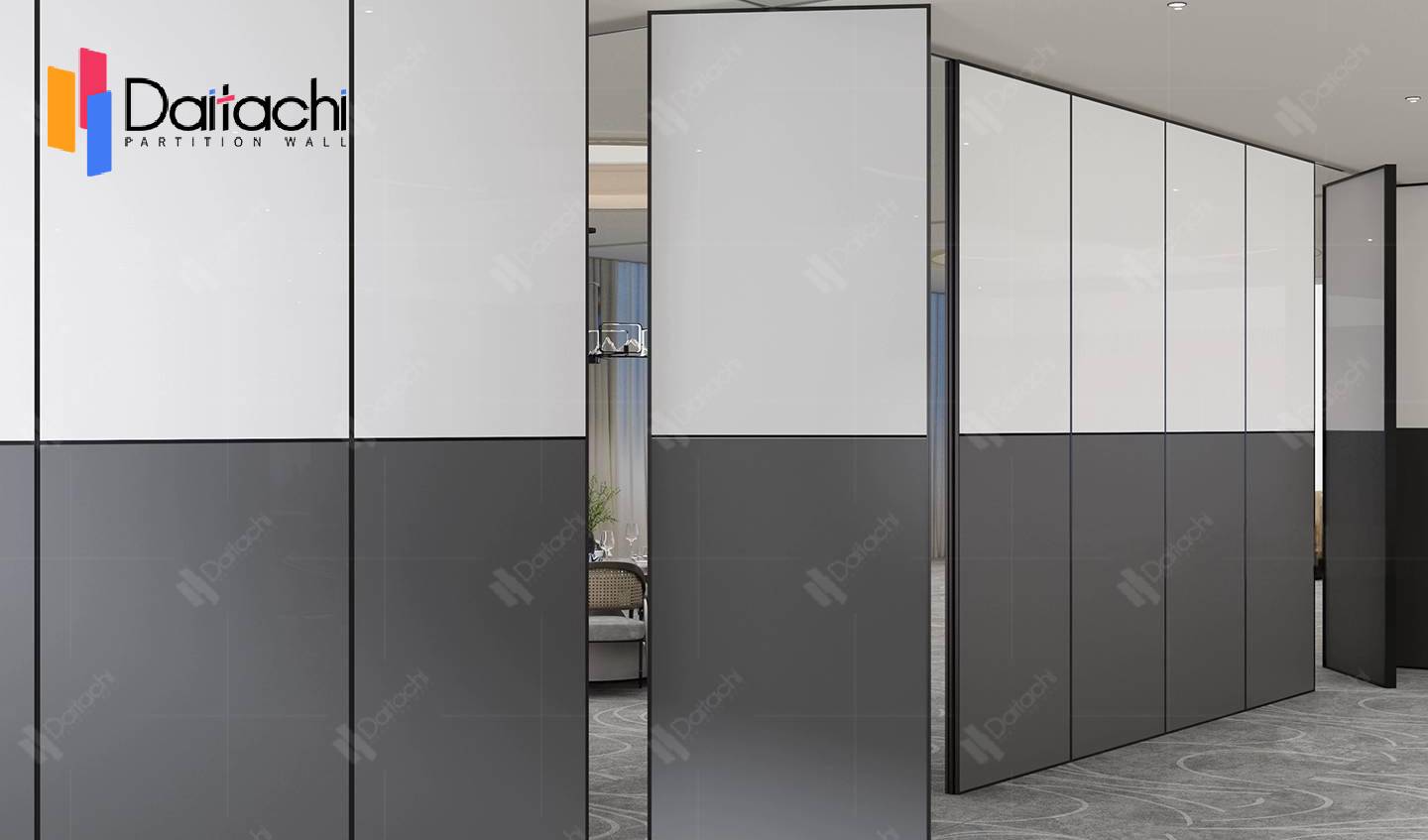 Semi-Automatic Stylish Dual-Tone Operable Partition Wall for Office