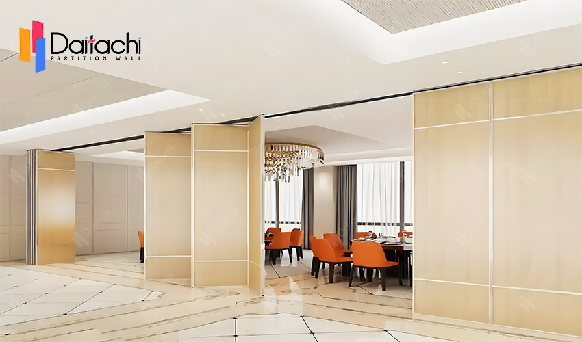 golden movable partition wall in the restaurant golden movable partition wall in the restaurant
