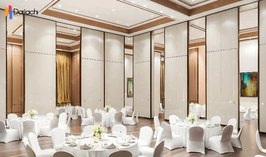 Gray movable partition wall in the leisure area
