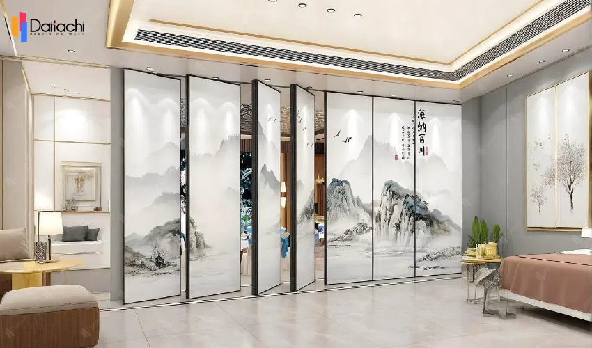 Ink painting manual movable partition wall in the casual restaurant box Ink painting manual movable partition wall in the casual restaurant box
