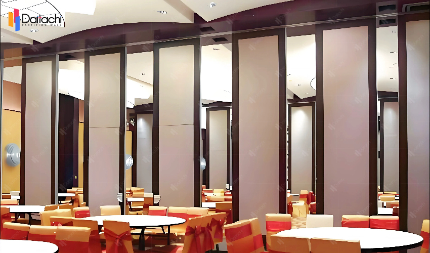 Super high movable partition wall in the restaurant Super high movable partition wall in the restaurant