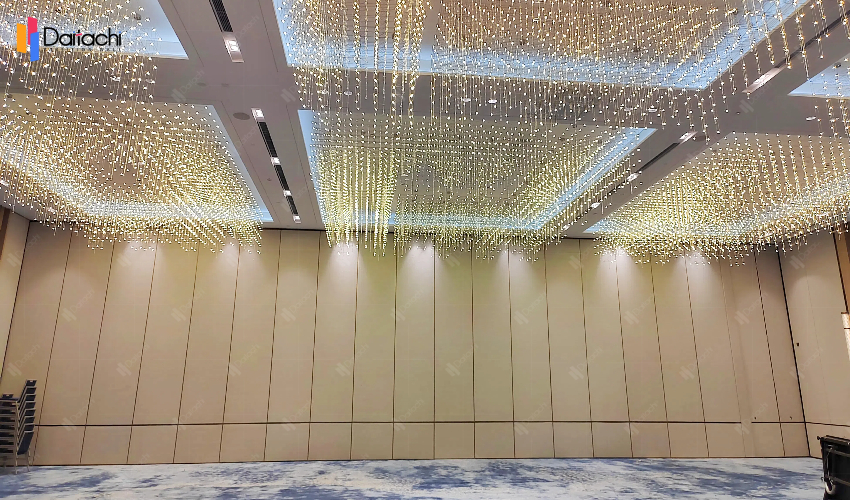 Movable partition wall in the banquet hall on the first floor of the hotel Movable partition wall in the banquet hall on the first floor of the hotel