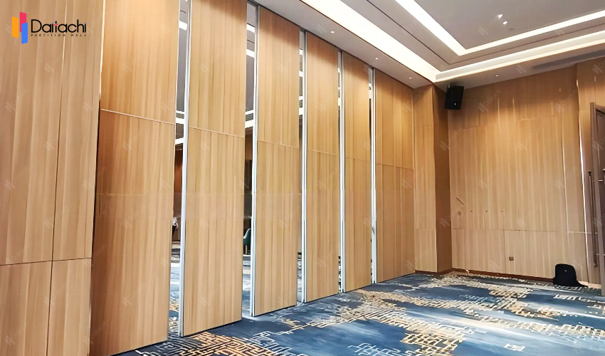 Ultra-highland wood color manual movable partition wall