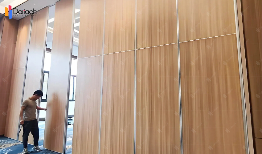 Ultra-highland wood color manual movable partition wall