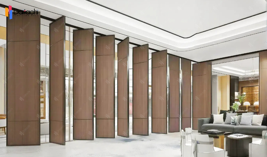 Super high brown movable partition wall in the hotel's large box Super high brown movable partition wall in the hotel's large box