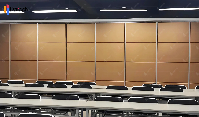 Dark brown manual movable partition wall for conference room Dark brown manual movable partition wall for conference room