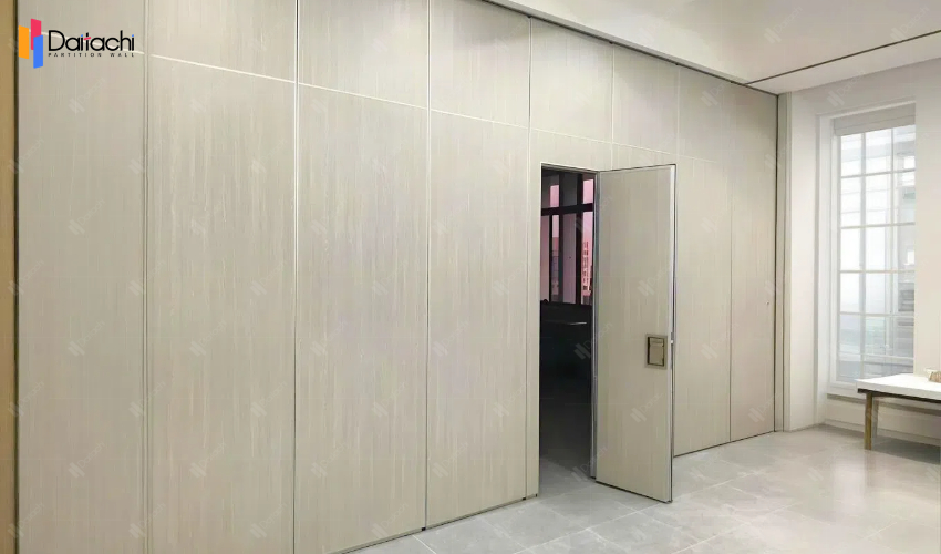 Gray manual movable partition wall with door
