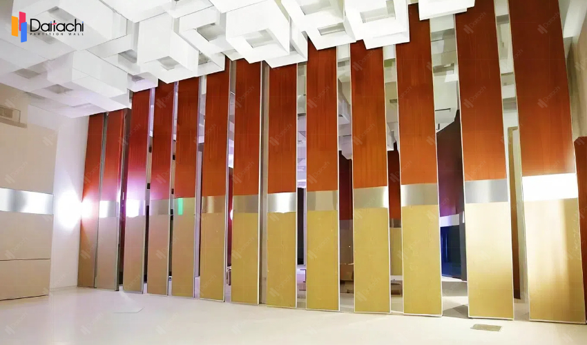 Dark wood grain color, original metal color, light wood grain color, three splicing panels movable partition wall
