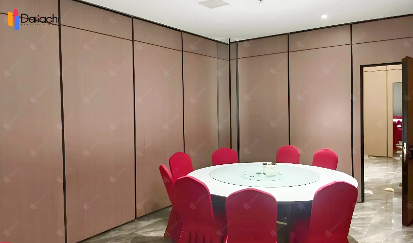brown movable partition wall in the hotel