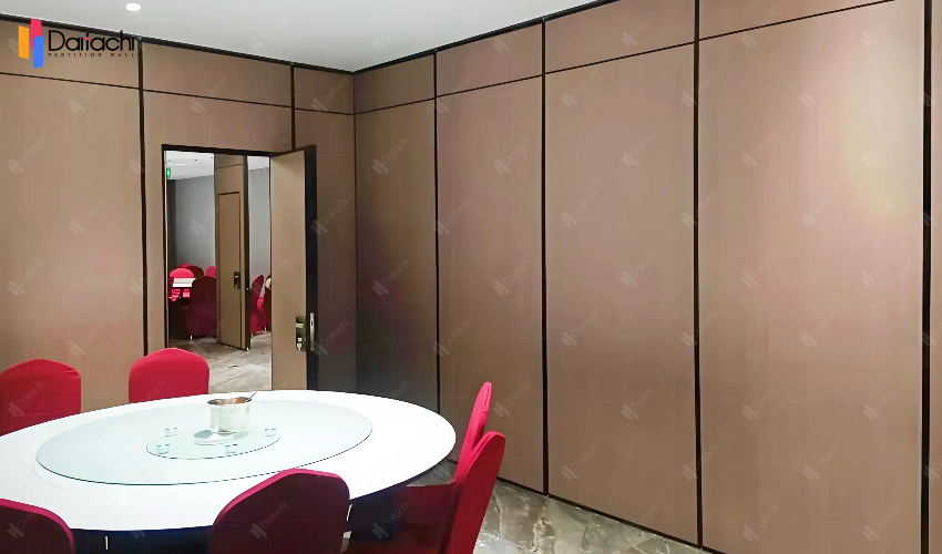 brown movable partition wall in the hotel