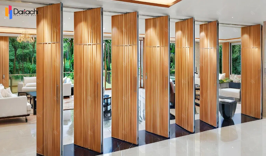 Light brown wood grain manual movable partition wall Light brown wood grain manual movable partition wall