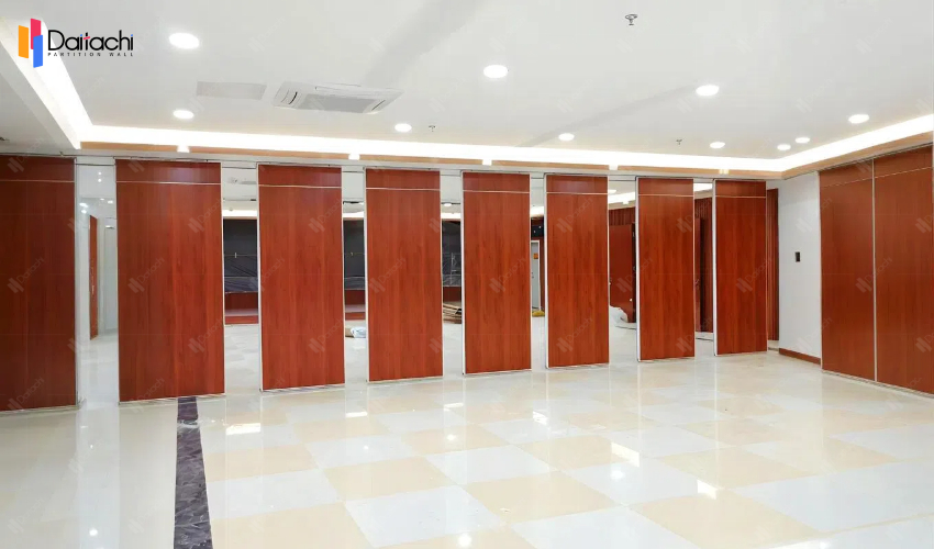 Reddish brown movable partition wall in the leisure room Reddish brown movable partition wall in the leisure room