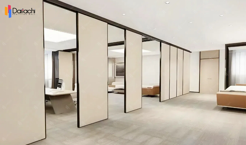 Off-white aluminum alloy movable partition wall in the office
