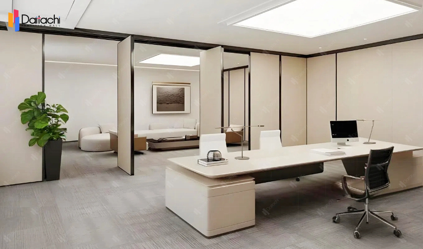 Off-white aluminum alloy movable partition wall in the office