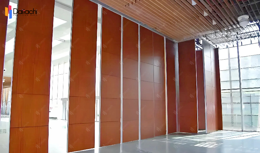 Dark reddish brown wooden manual movable partition wall Dark reddish brown wooden manual movable partition wall