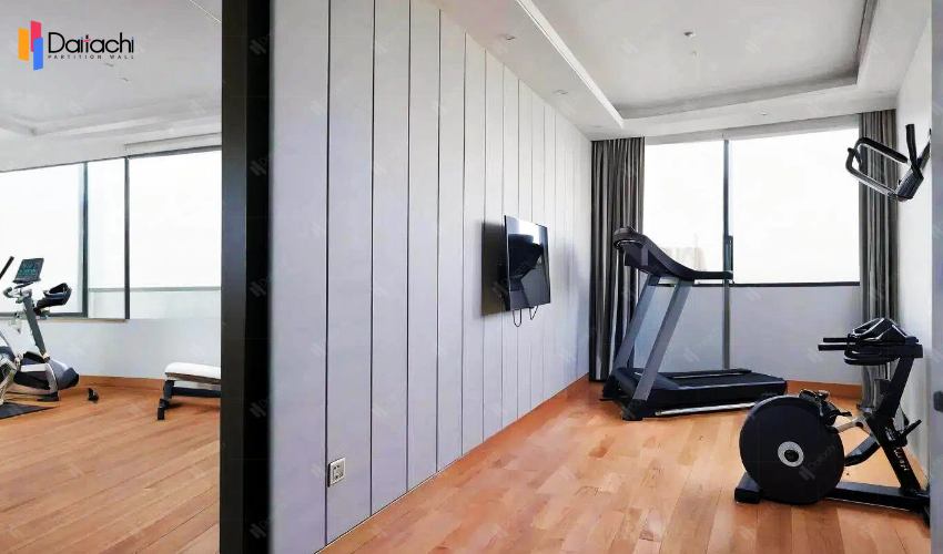 Indoor gray manual movable partition wall Indoor gray manual movable partition wall