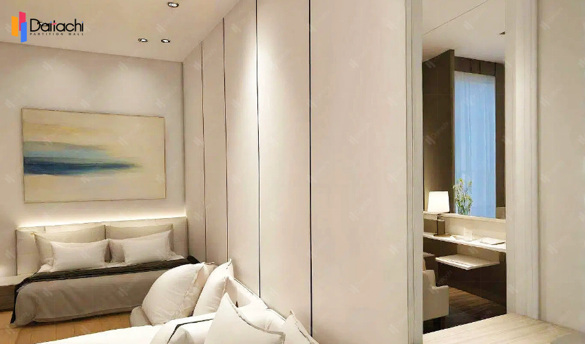 Indoor gray manual movable partition wall Indoor gray manual movable partition wall