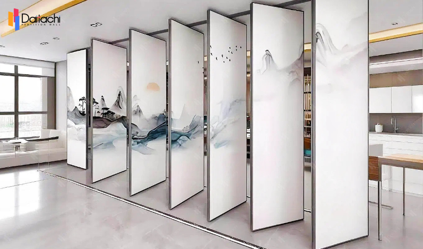 Indoor gray manual movable partition wall Indoor gray manual movable partition wall