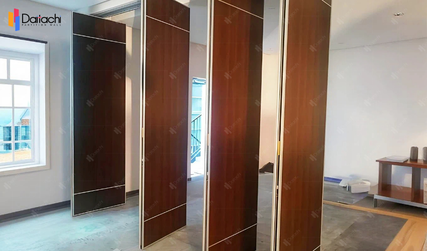 Dark brown wood grain minimalist manual movable partition wall Dark brown wood grain minimalist manual movable partition wall