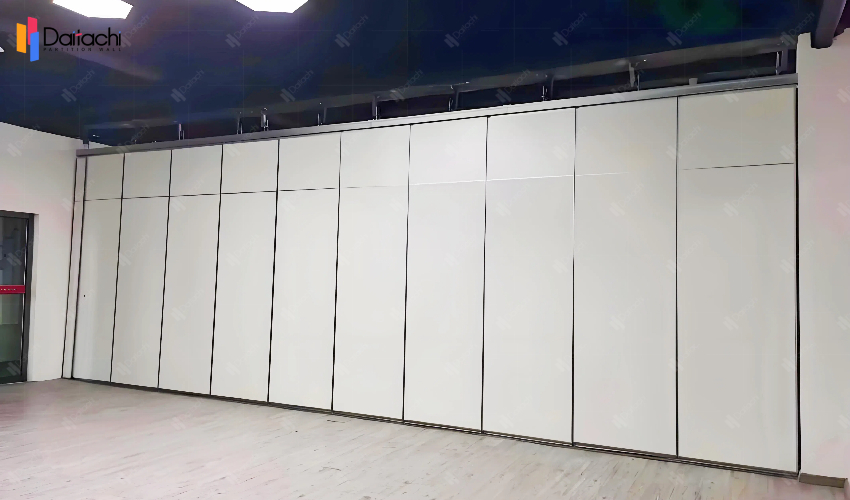 White minimalist activity partition wall in the dance studio