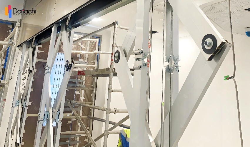 Interior design drawing of a vertical lifting wall. Interior design drawing of a vertical lifting wall.