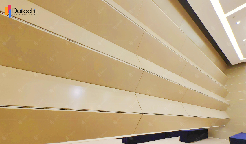 Simple ivory white aluminum alloy panel vertical folding and lifting wall.