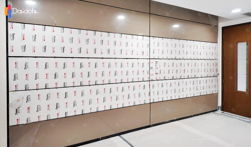 Simple color-blocked vertical lift folding wall