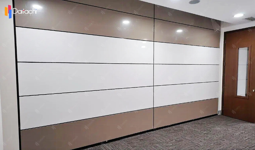 Minimalist Brown and White Color-Blocked Vertical Lift Wall