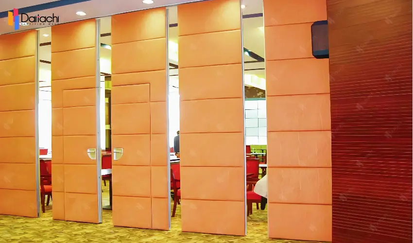 Vibrant orange modular manual movable partition wall Vibrant orange modular manual movable partition wall