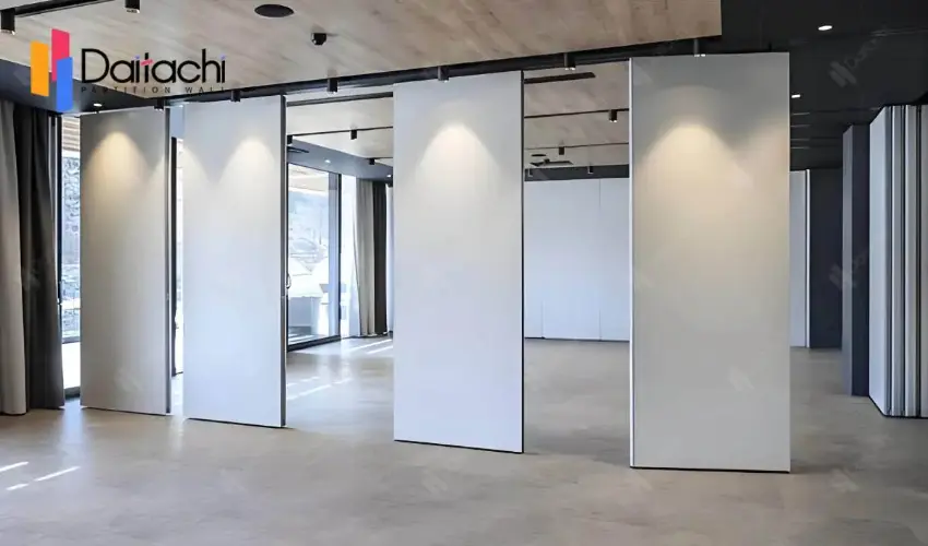 Two White Movable Wall Partitions Divide 3 Rooms Two White Movable Wall Partitions Divide 3 Rooms