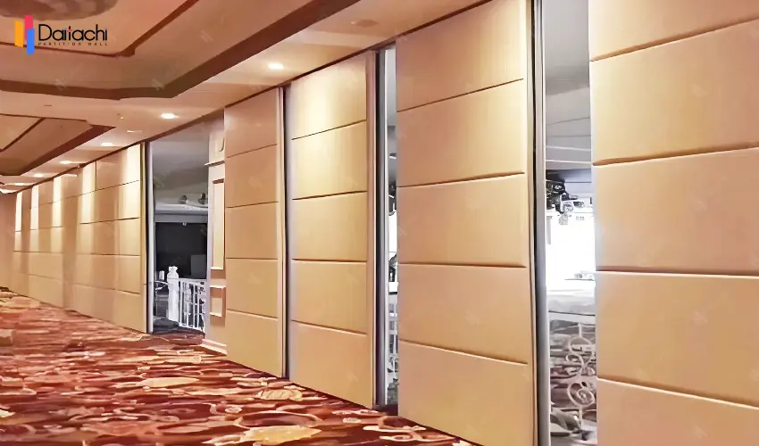 Orange movable partition wall in the conference room Orange movable partition wall in the conference room