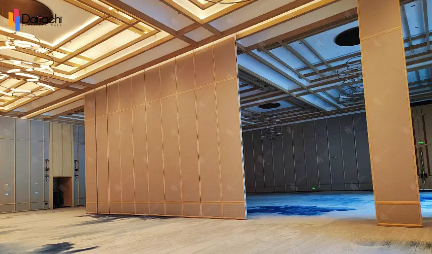 Low-profile metal manual movable partition wall in the hotel lobby Low-profile metal manual movable partition wall in the hotel lobby