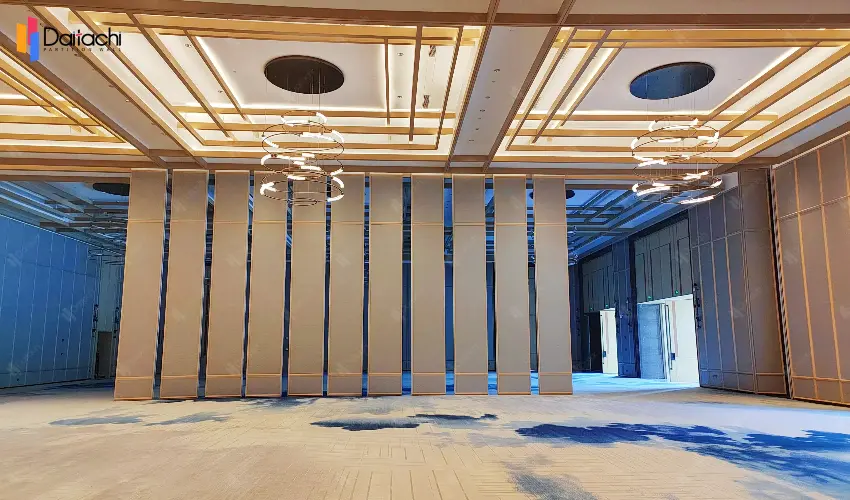Low-profile metal manual movable partition wall in the hotel lobby Low-profile metal manual movable partition wall in the hotel lobby