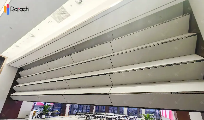White minimalist vertical lifting and folding wall
