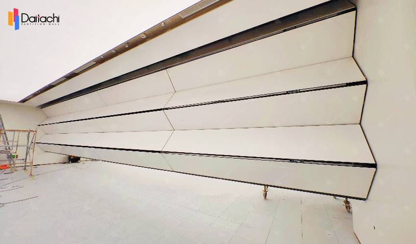 Simple yet elegant commercial-style vertical lifting and folding wall.