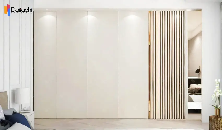Pure white minimalist manual movable partition wall
