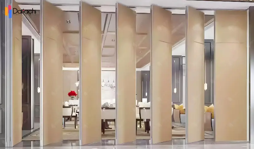 Light wood movable partition wall Light wood movable partition wall