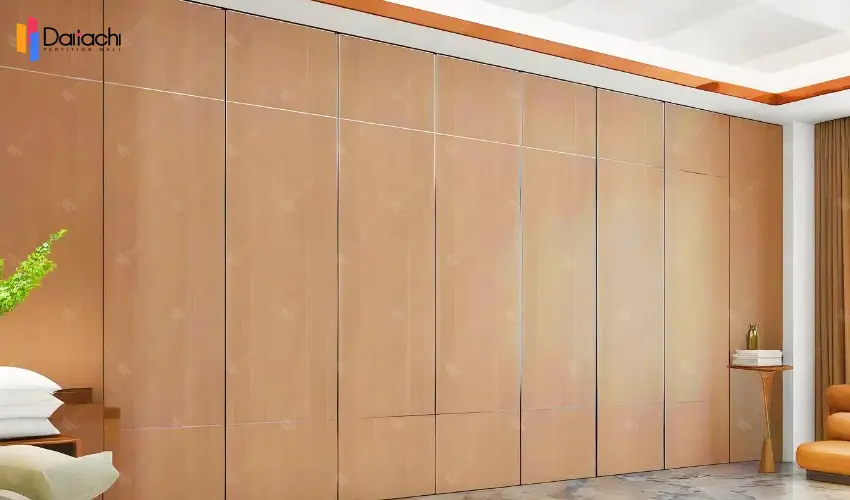 Large area of light brown movable partition wall Large area of light brown movable partition wall