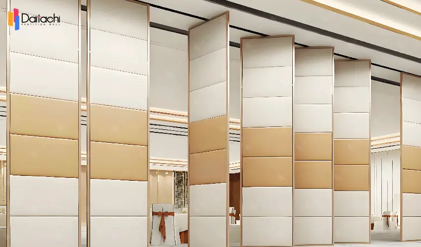 Gold and white splicing cloth manual movable partition wall Gold and white splicing cloth manual movable partition wall
