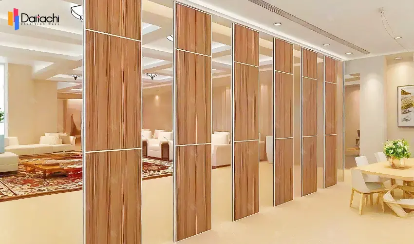 Brown movable partition wall in the leisure area Brown movable partition wall in the leisure area