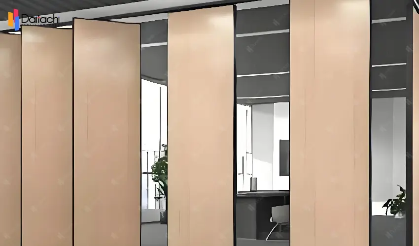 Light wood color manual movable partition wall