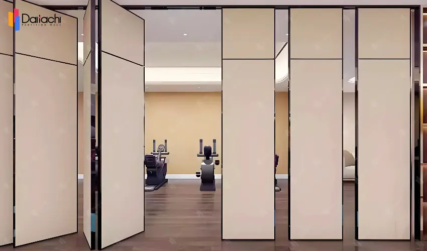 Light wood color manual movable partition wall