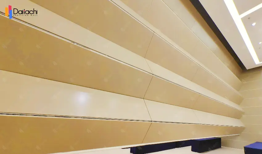 Simple ivory white aluminum alloy panel vertical folding and lifting wall.