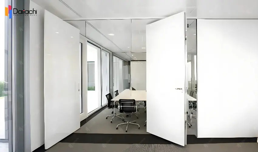 Pure white minimalist office style manual movable partition wall