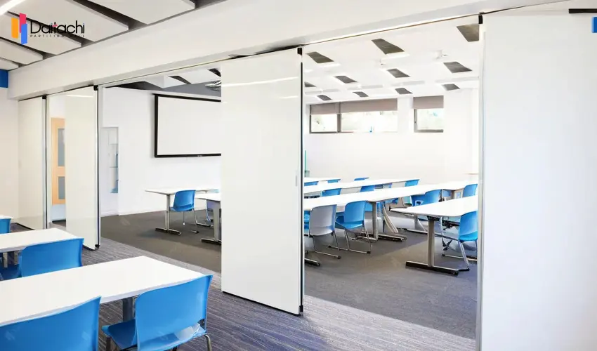 Pure white minimalist office style manual movable partition wall