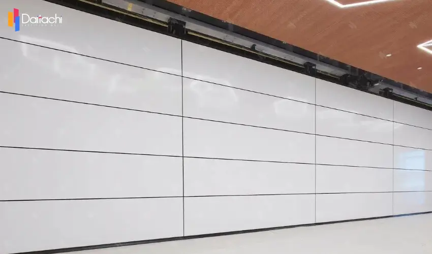Minimalist Brown and White Color-Blocked Vertical Lift Wall