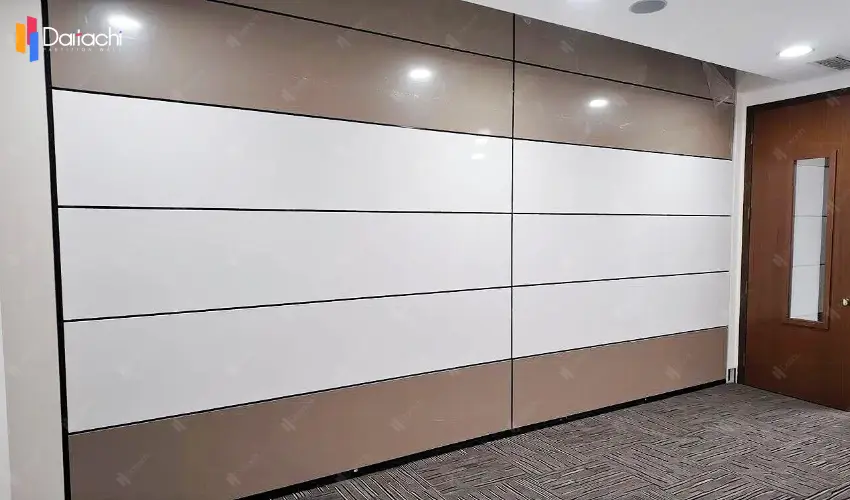 Minimalist Brown and White Color-Blocked Vertical Lift Wall