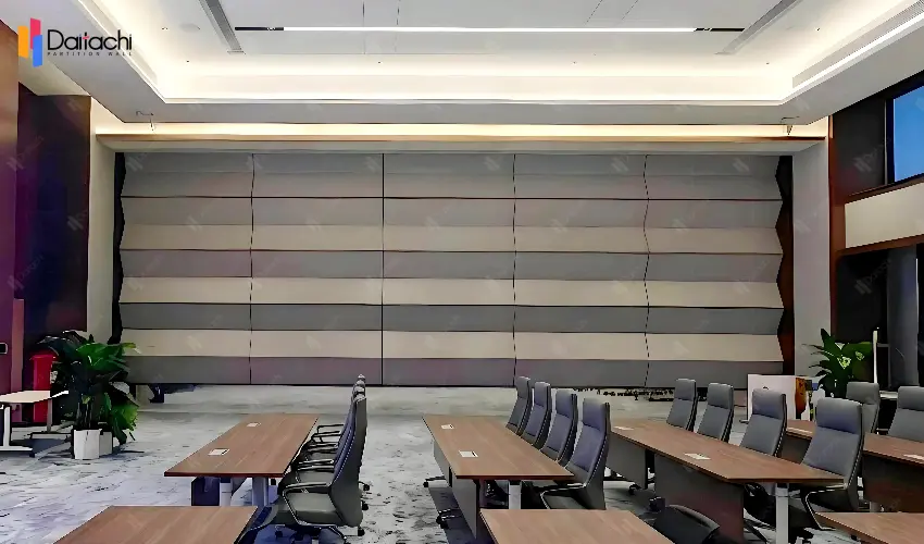 Minimalist Vertical Lift Wall System in the Conference Room